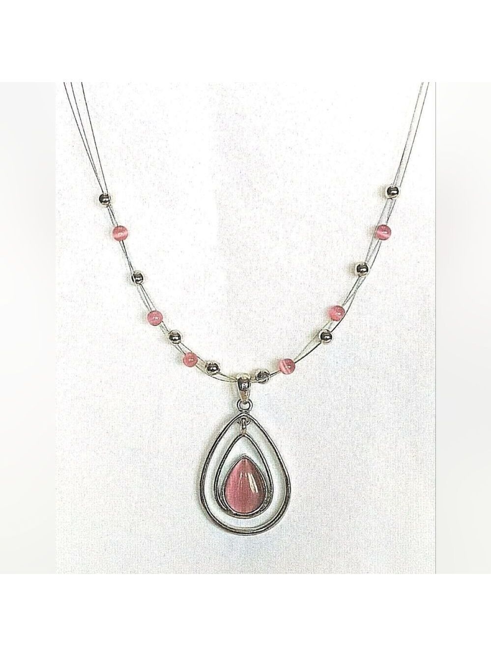 Lia Sophia "COTTON CANDY" Necklace, Pink Cat's Eye, NWOT